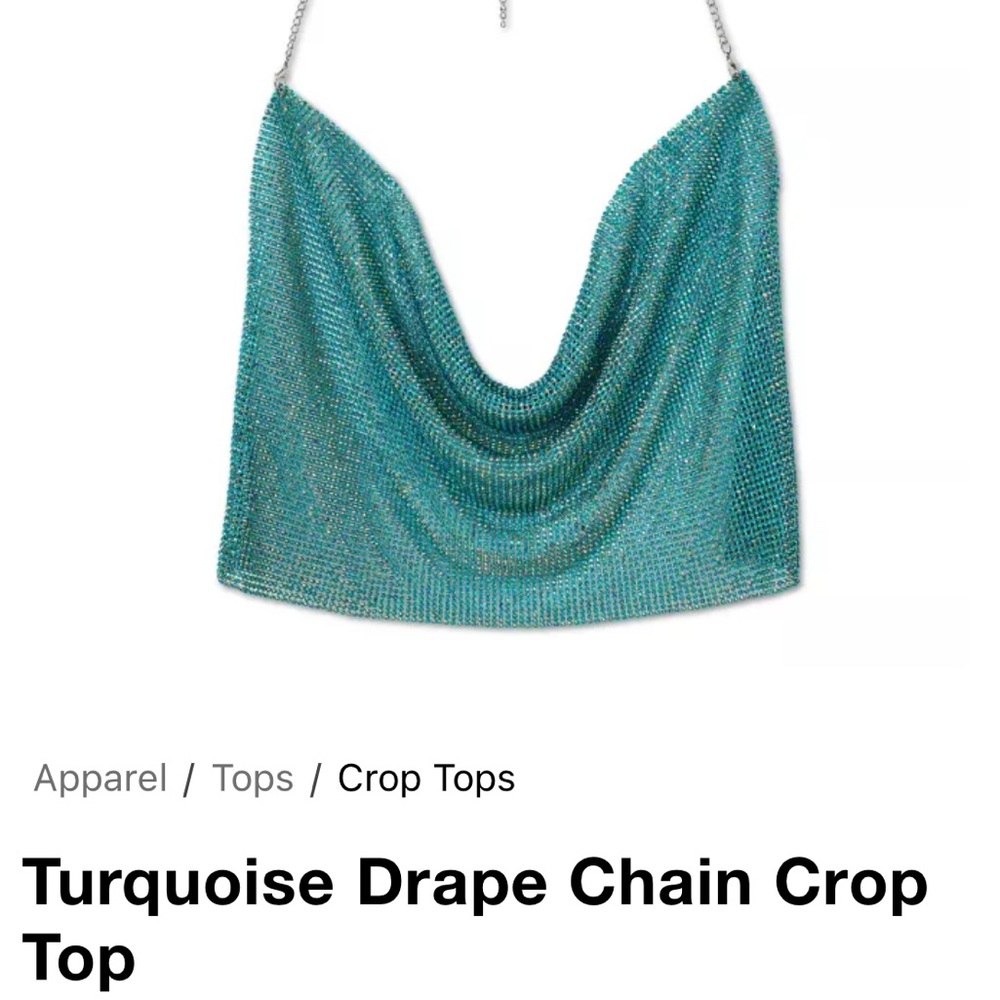 Turquoise Drape Chain Top - Picture 6 of 6